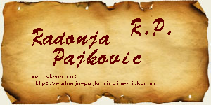 Radonja Pajković vizit kartica